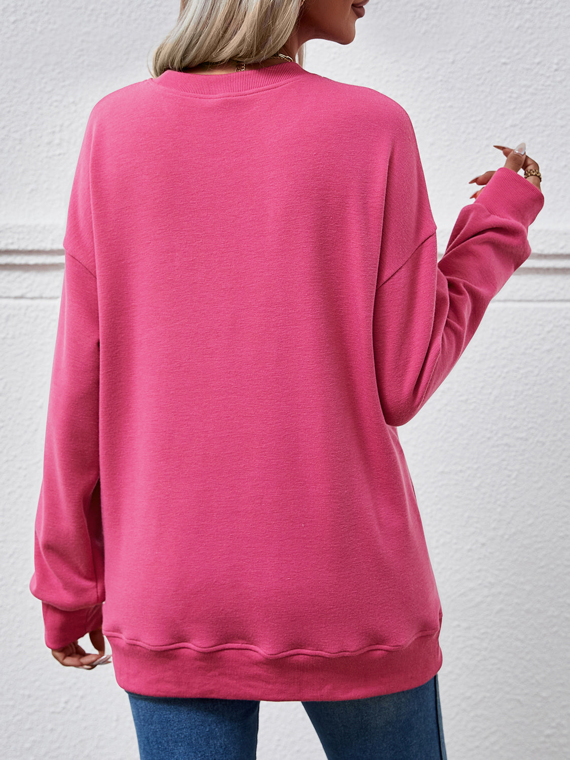 Dropped Shoulder Sweatshirt with Pockets Warehouse item