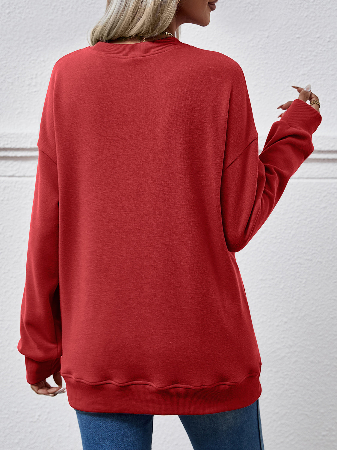 Dropped Shoulder Sweatshirt with Pockets Warehouse item