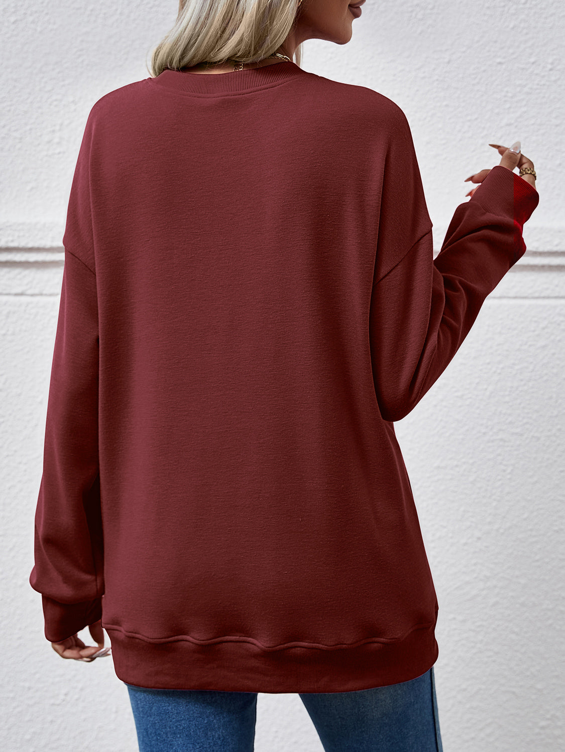 Dropped Shoulder Sweatshirt with Pockets Warehouse item