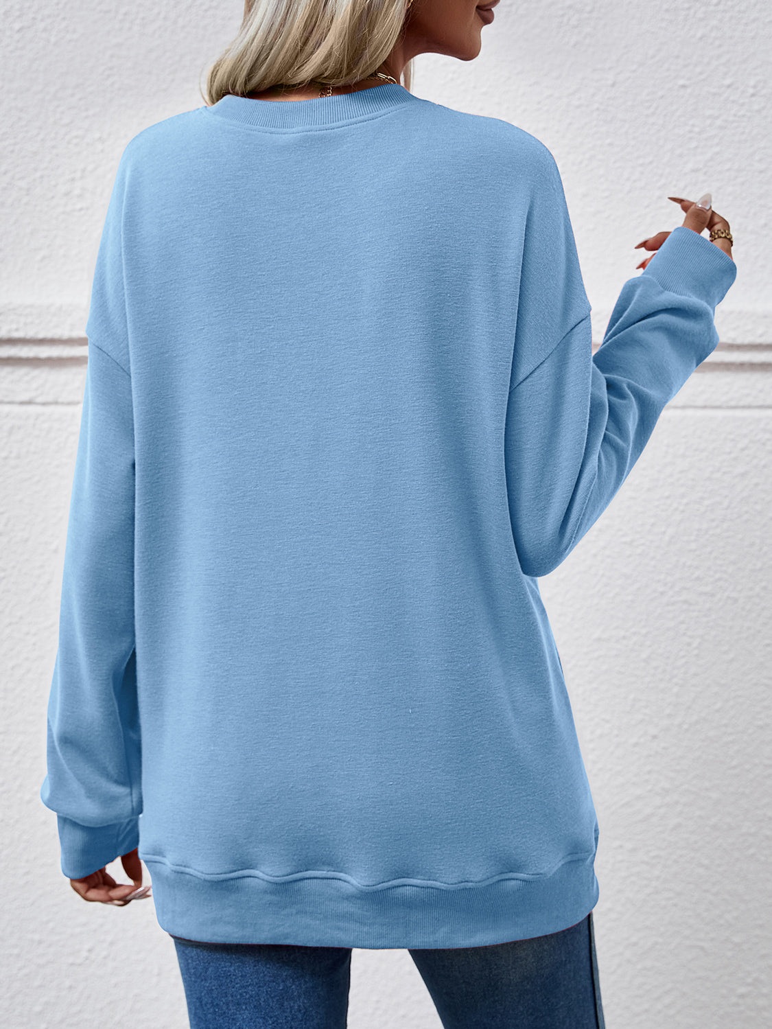 Dropped Shoulder Sweatshirt with Pockets Warehouse item