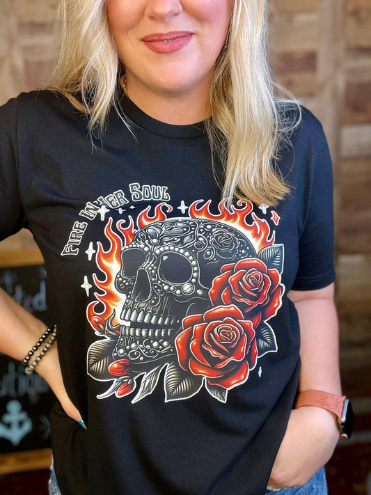 Fire in Her Soul Skull Tee