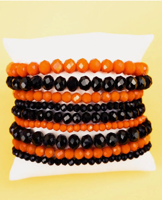 Orange and Black Veronica Beaded Bracelet Set