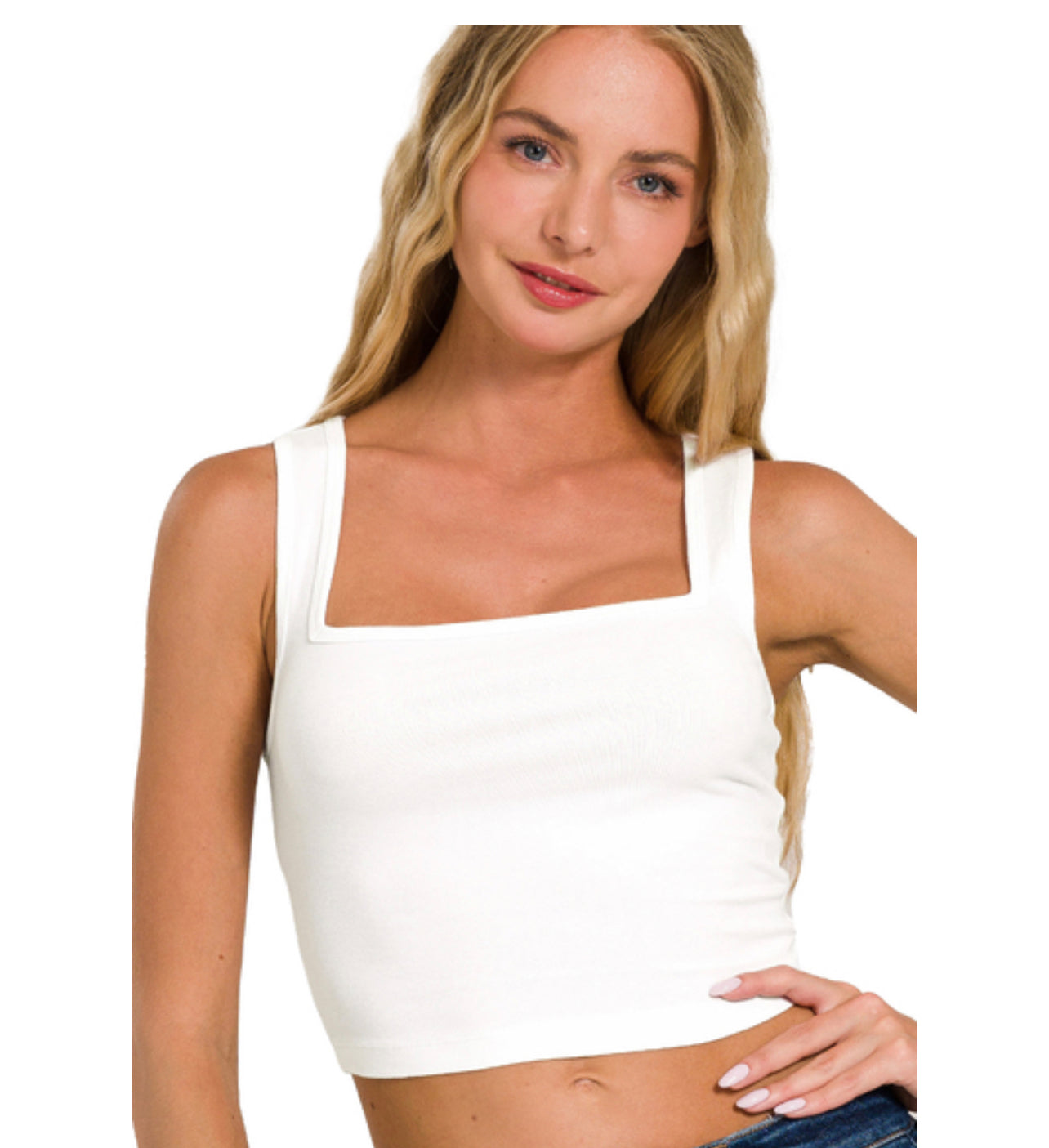 Square Neck Crop White