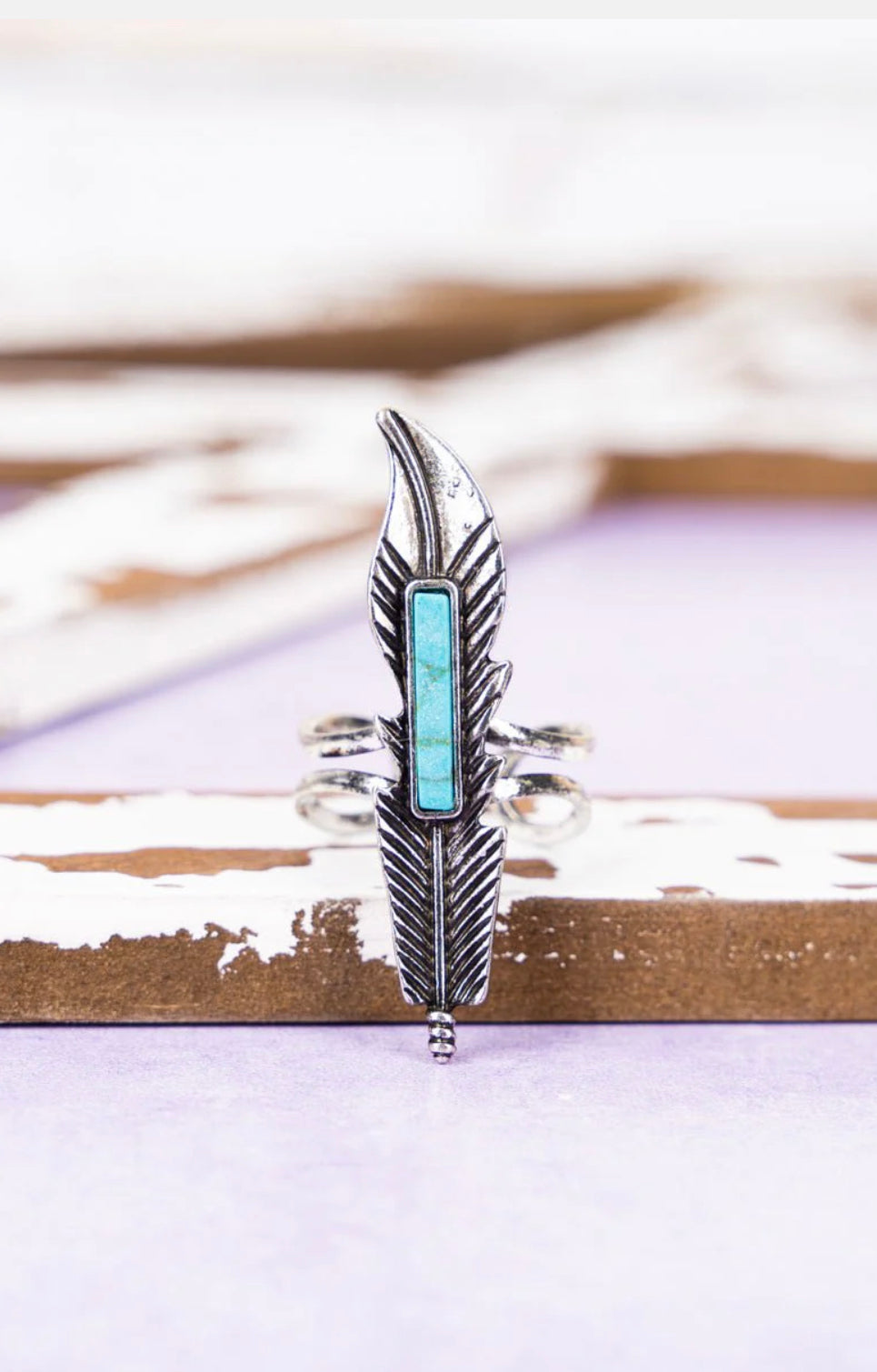 Turquoise Feather in the Wind Cuff Ring